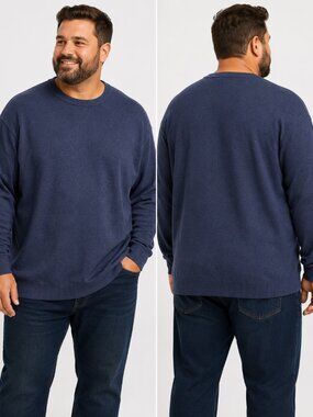 Denver Hayes Men's Blue Knit Sweater Size 3XL Crew Neck Pullover Casual Classic